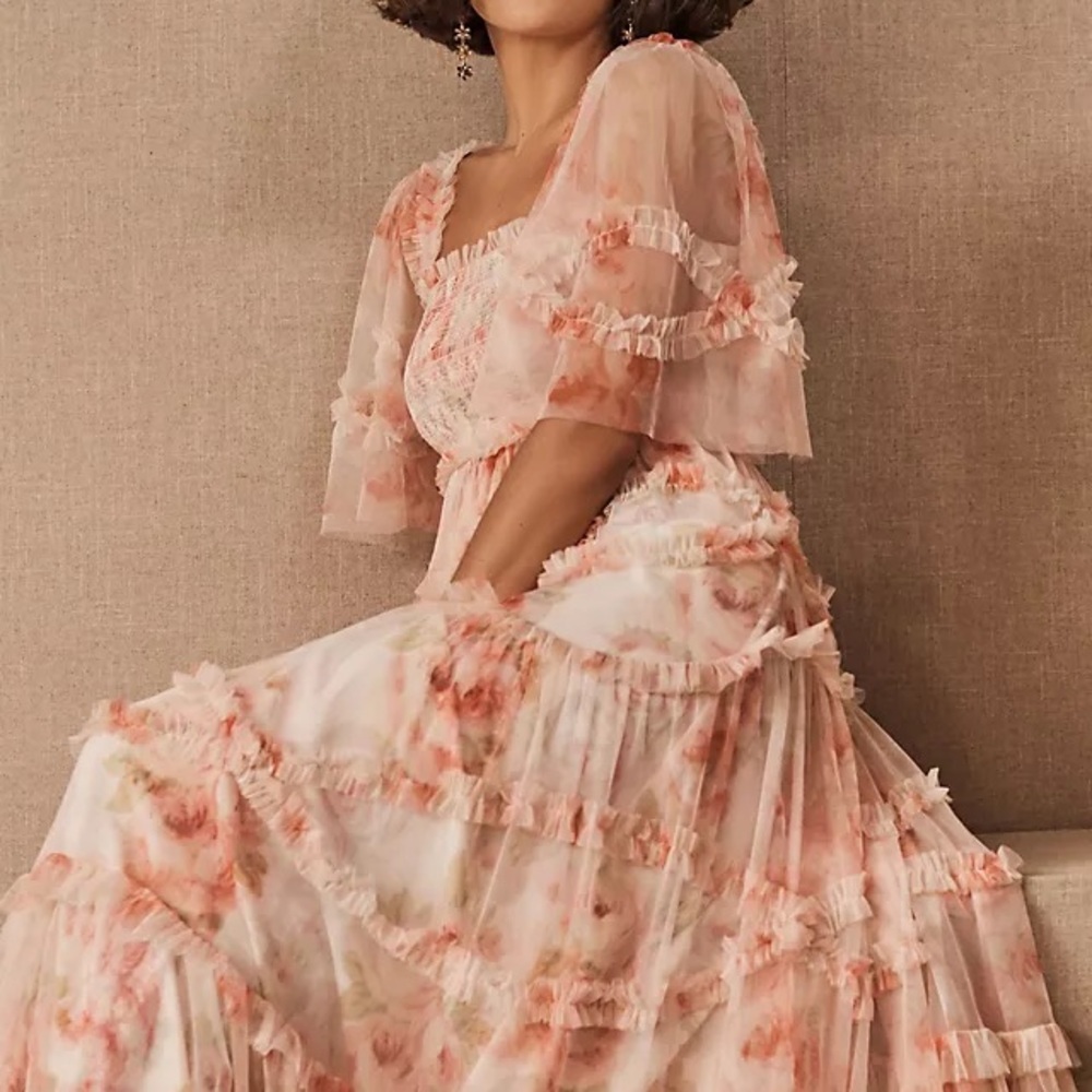 needle & thread ruby bloom gown butterfly blush BHLDN size 8